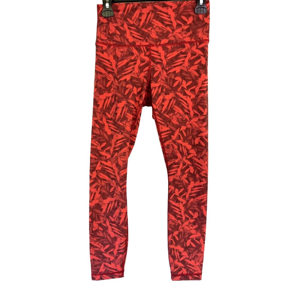 Lululemon Wunder Under High Rise Spray Leaf Fireside Red Women's 8 25" Inseam
